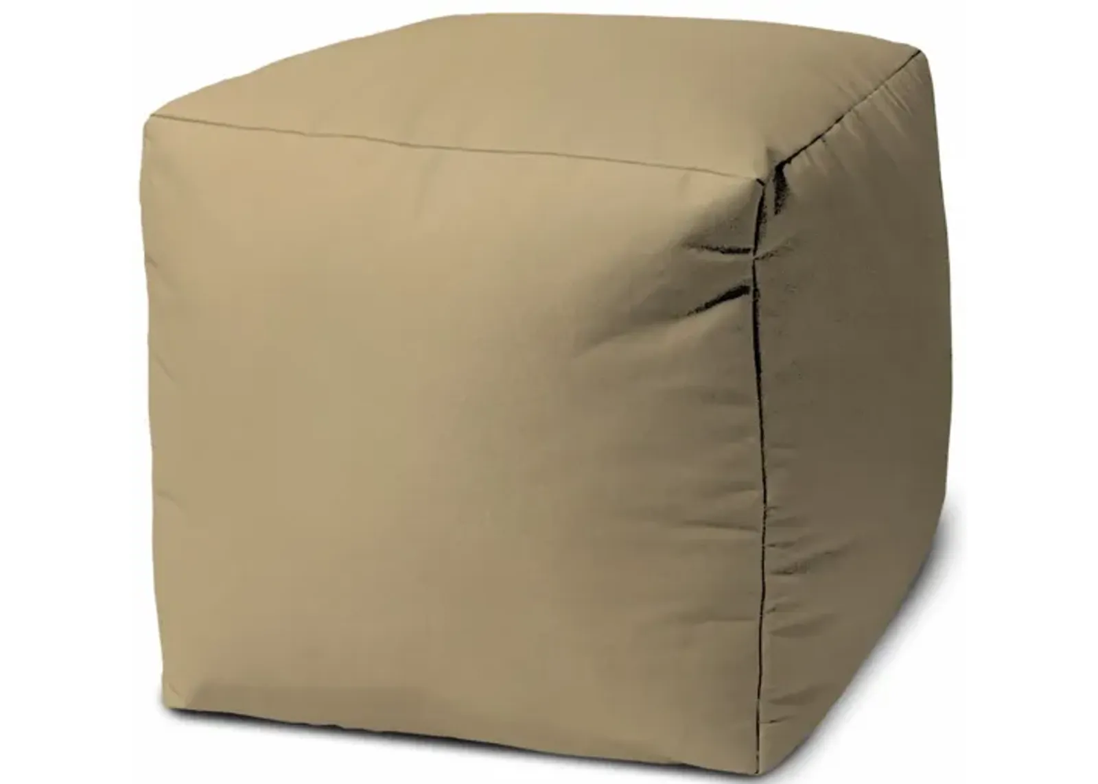 Canvas Cube Outdoor Pouf Ottoman - Khaki