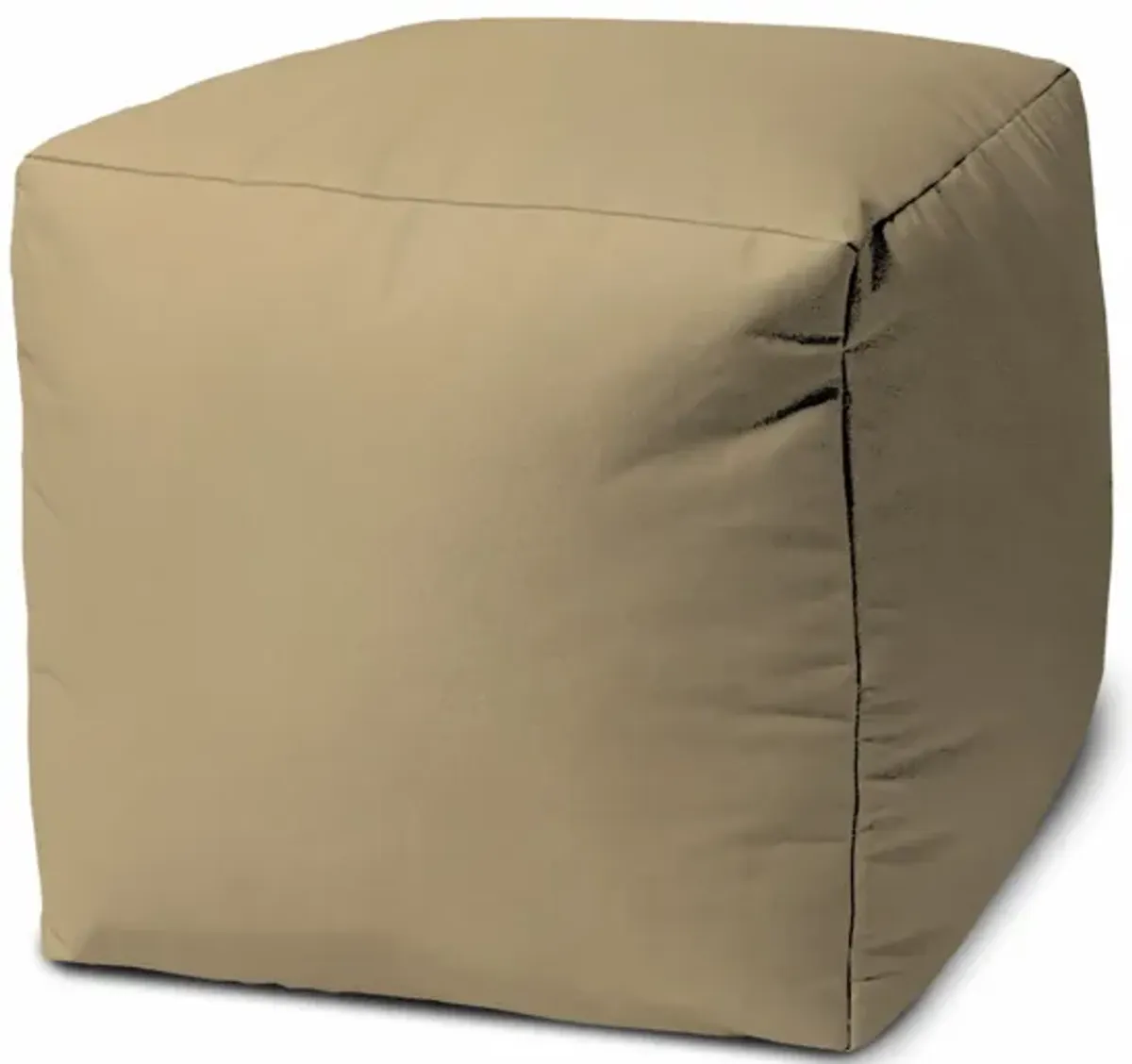 Canvas Cube Outdoor Pouf Ottoman - Khaki