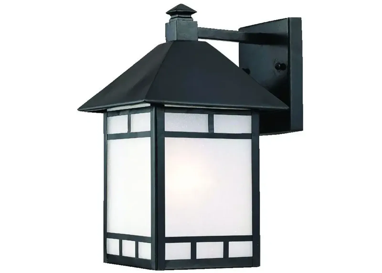 Xl Frosted Glass Lantern Wall Light - Matte Black