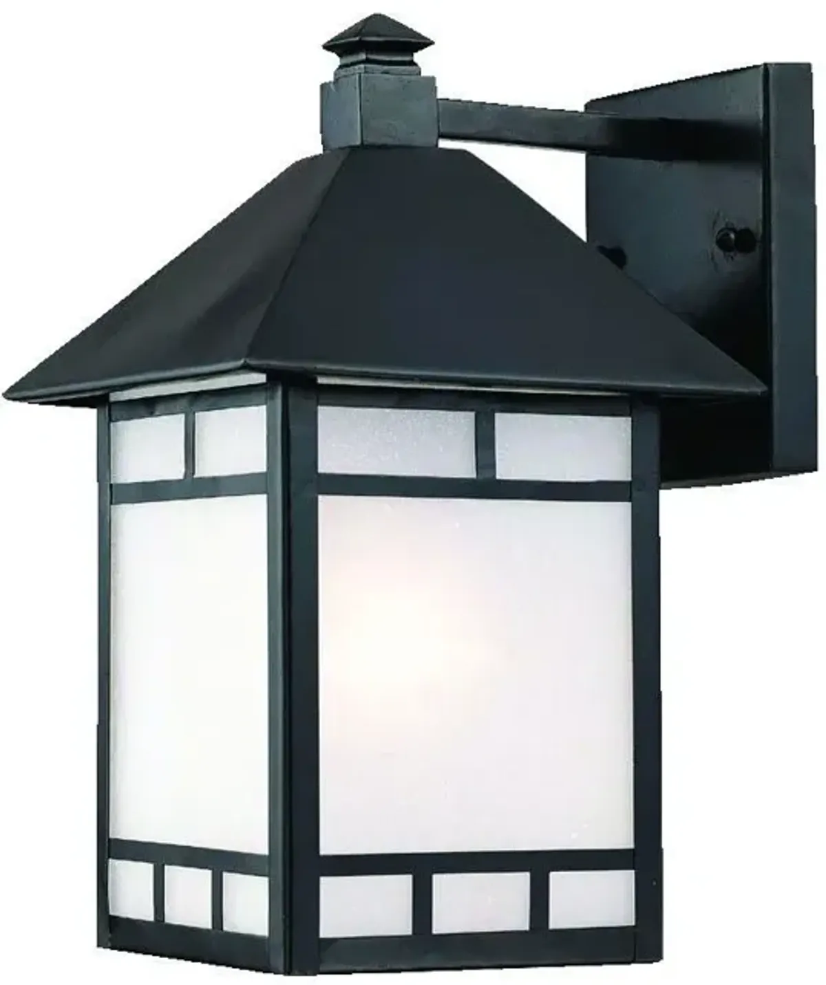 Xl Frosted Glass Lantern Wall Light - Matte Black