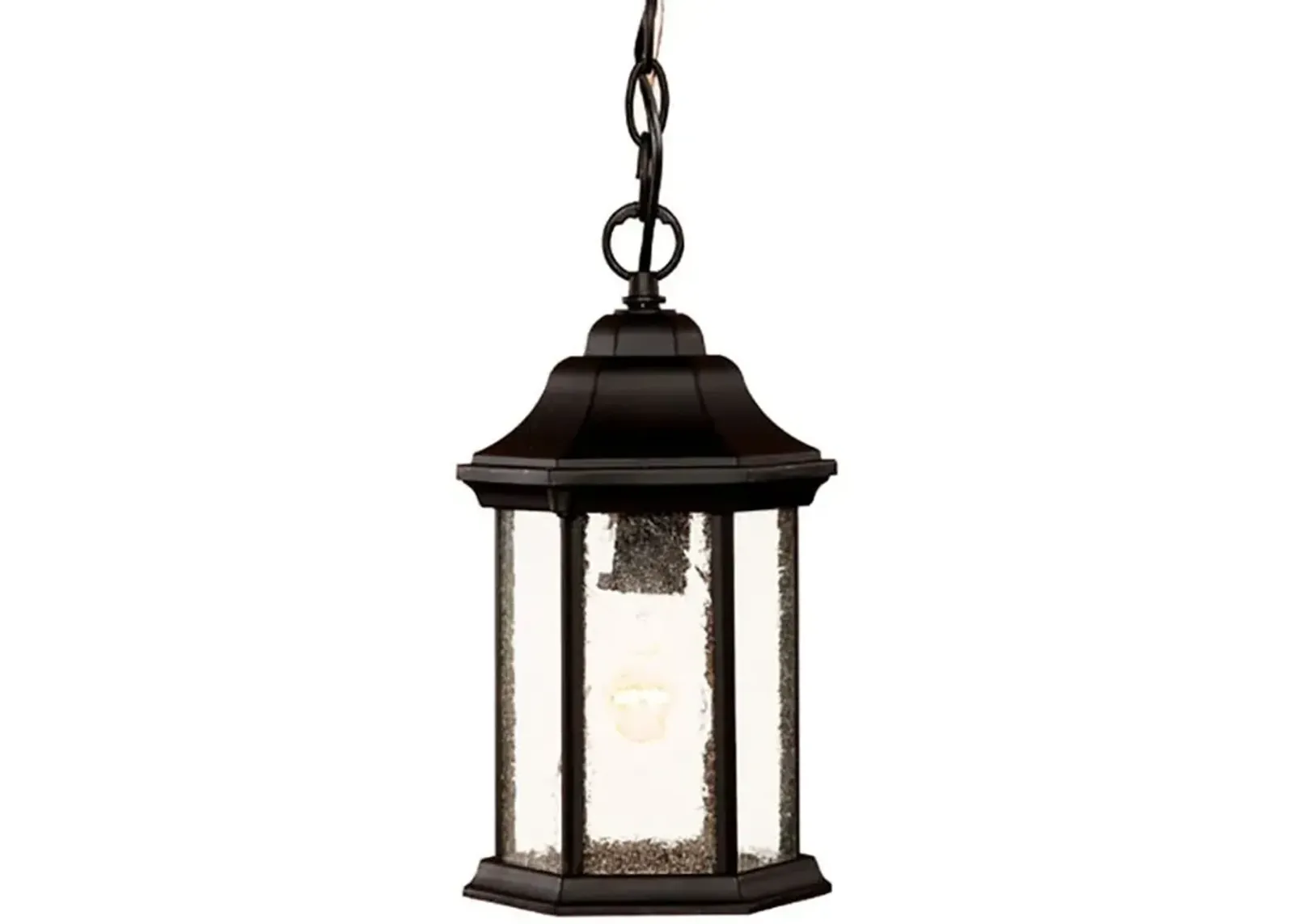 Textured Glass Lantern Hanging Light - Antique Black