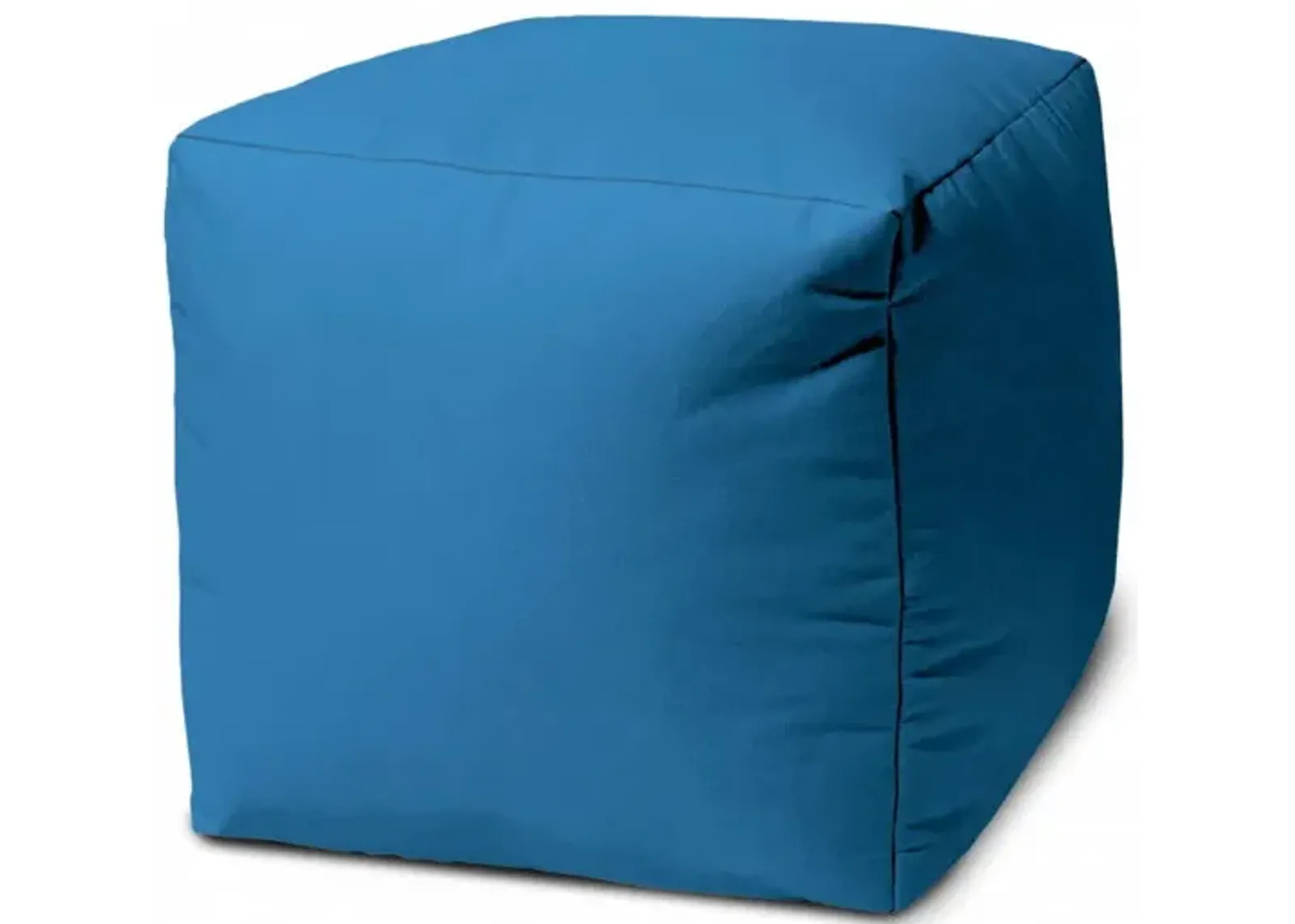 Cool Bright Solid Color Indoor / Outdoor Pouf Ottoman - Teal Blue