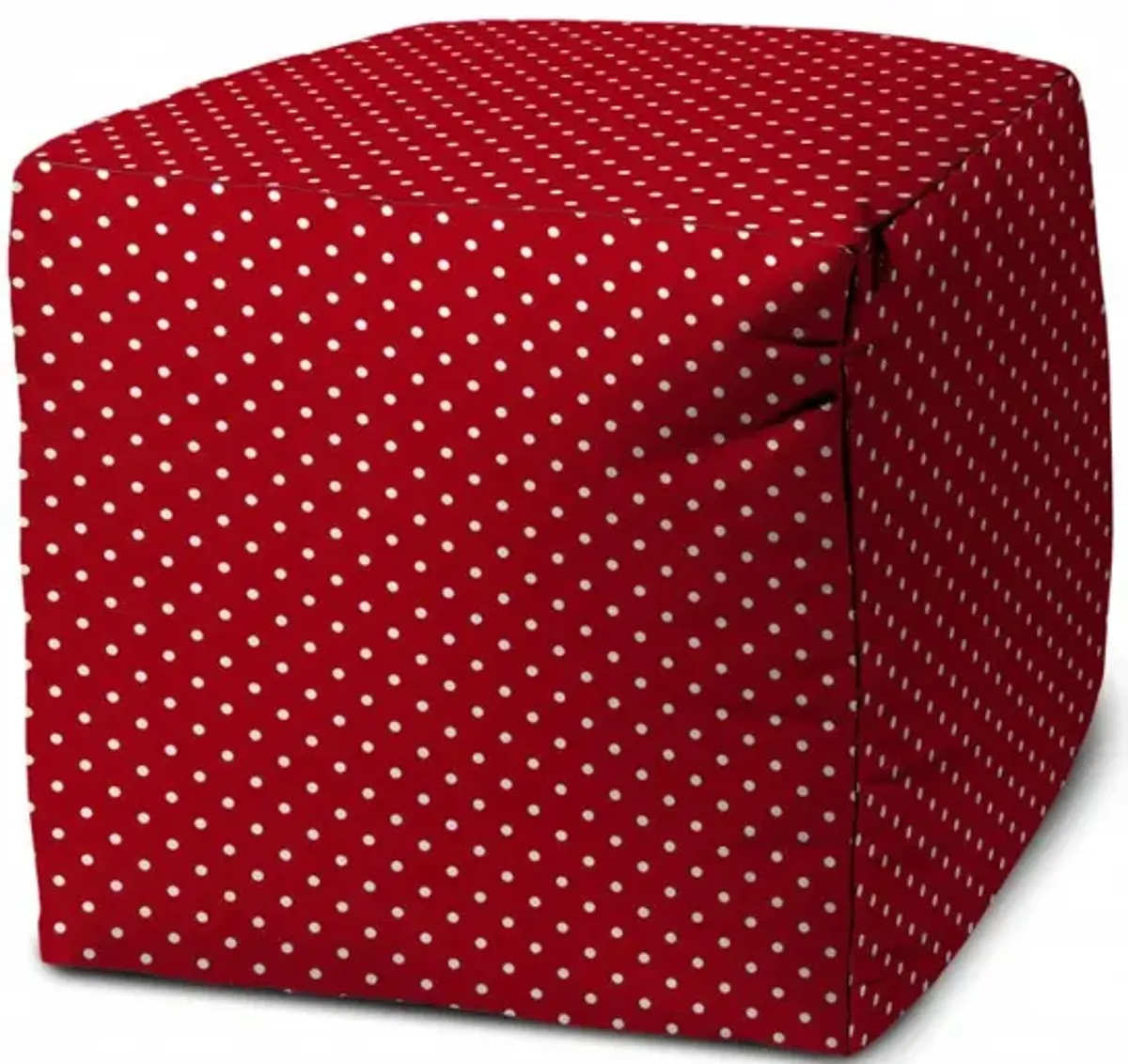 Polyester Cube Polka Dots Indoor / Outdoor Pouf Ottoman - Red