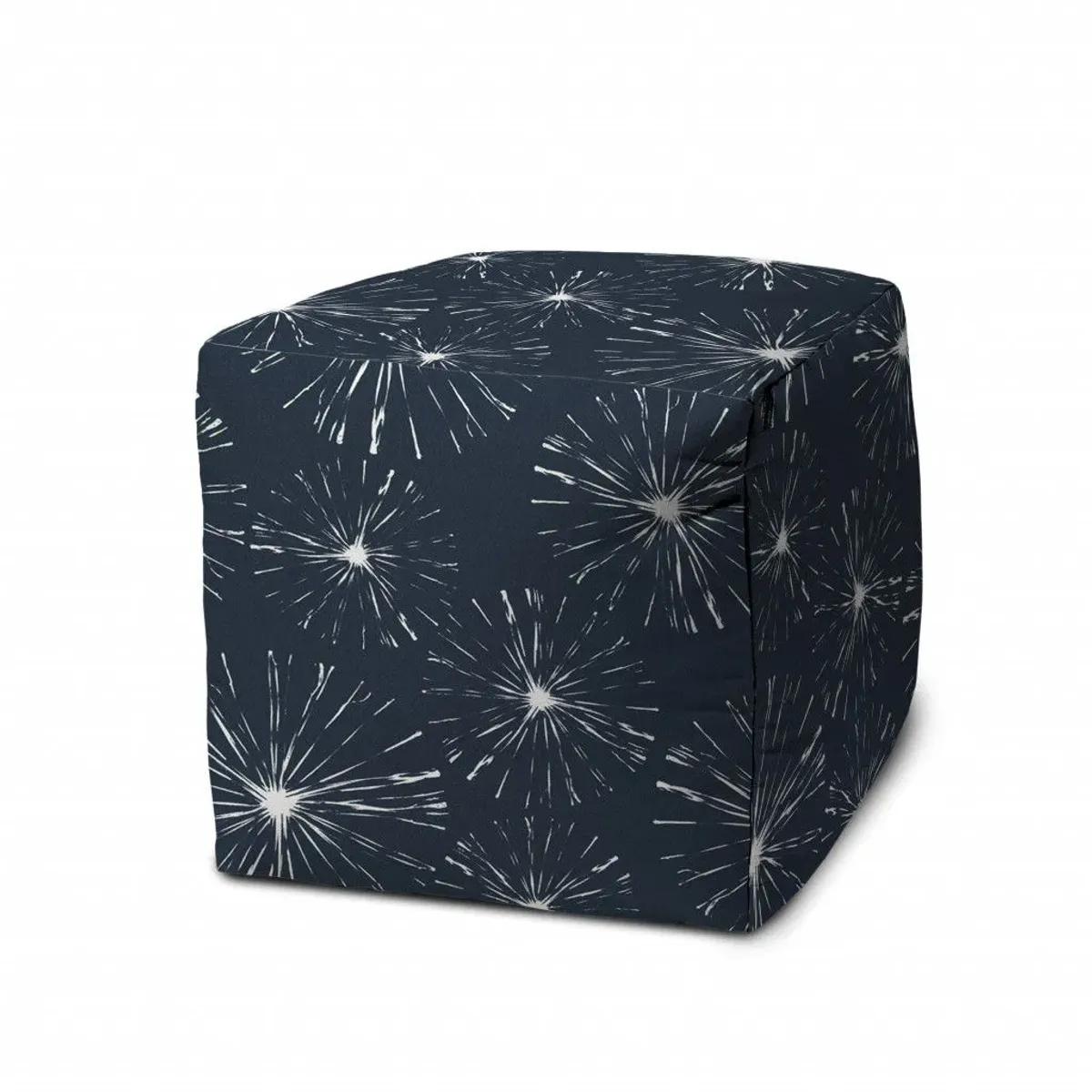 Polyester Cube Geometric Indoor / Outdoor Pouf Ottoman - Blue