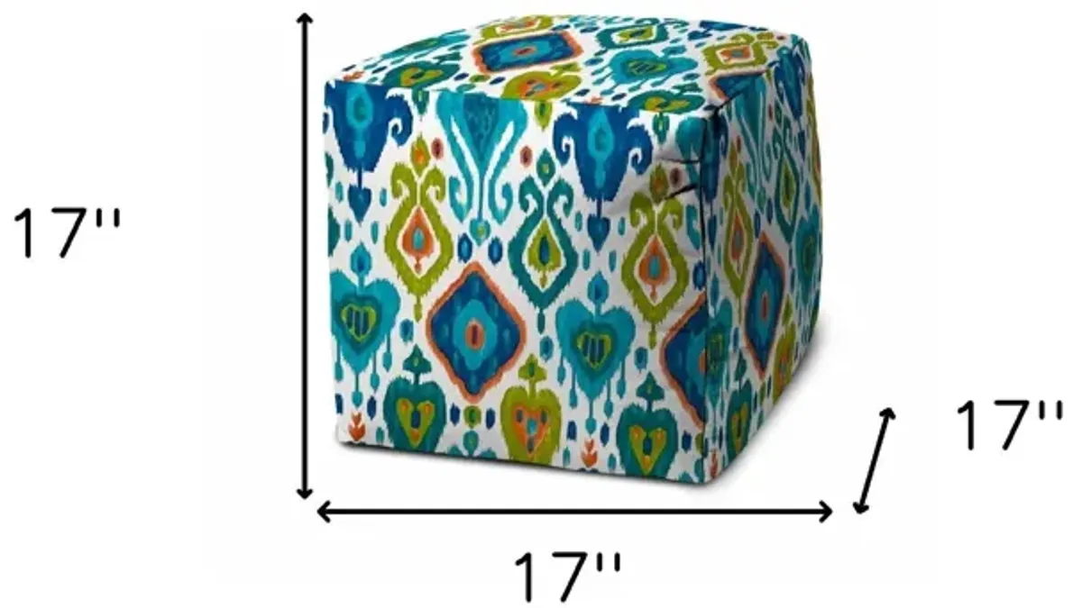 Polyester Cube Indoor / Outdoor Pouf Ottoman - Turquoise