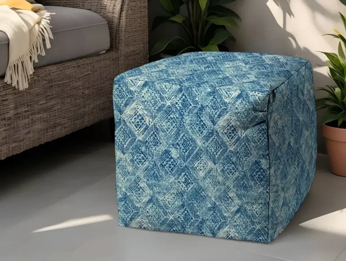 Polyester Cube Indoor / Outdoor ,Pouf Ottoman - Blue