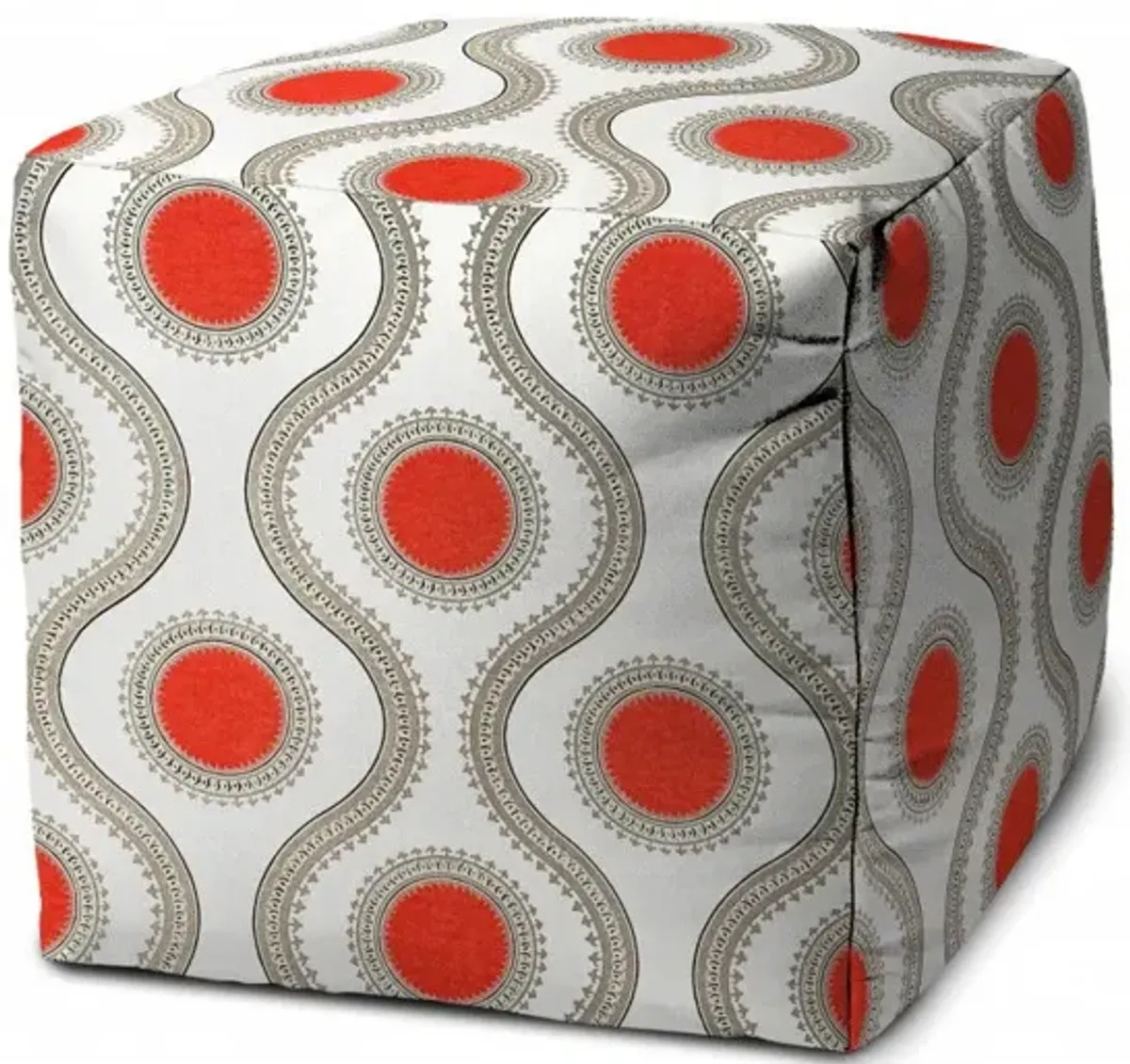 Polyester Cube Geometric Indoor / Outdoor Pouf Ottoman - Gray