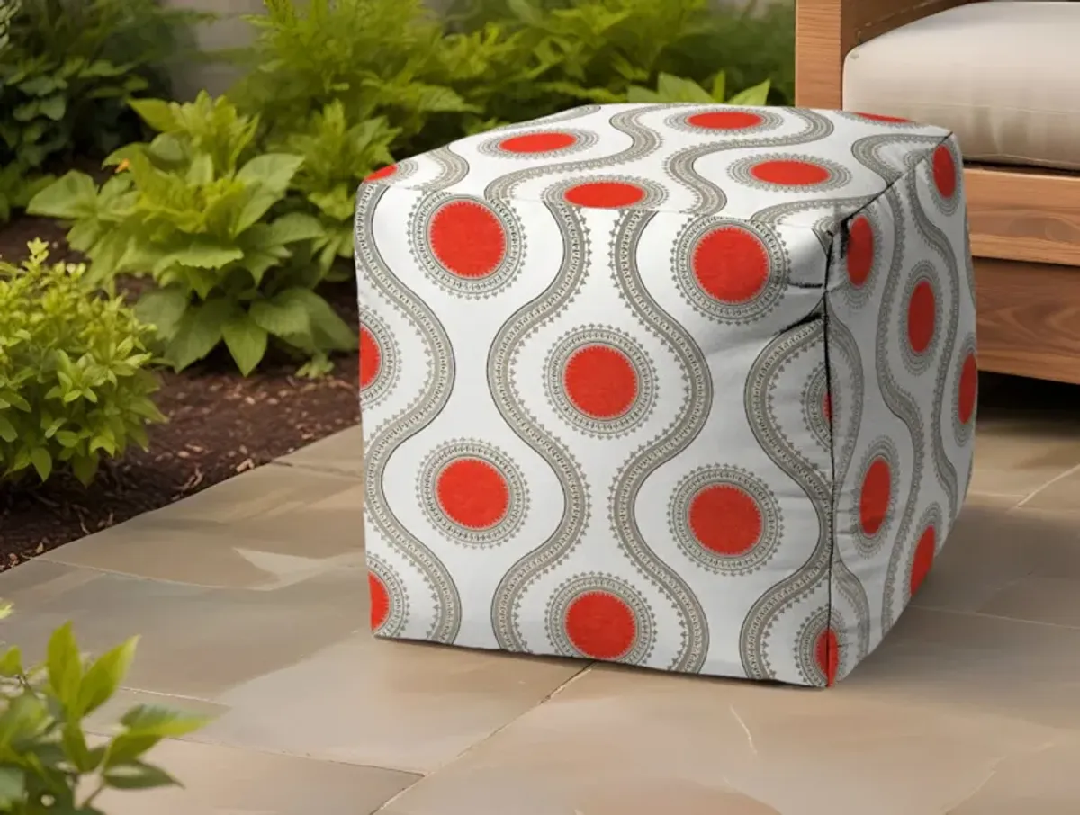Polyester Cube Geometric Indoor / Outdoor Pouf Ottoman - Gray