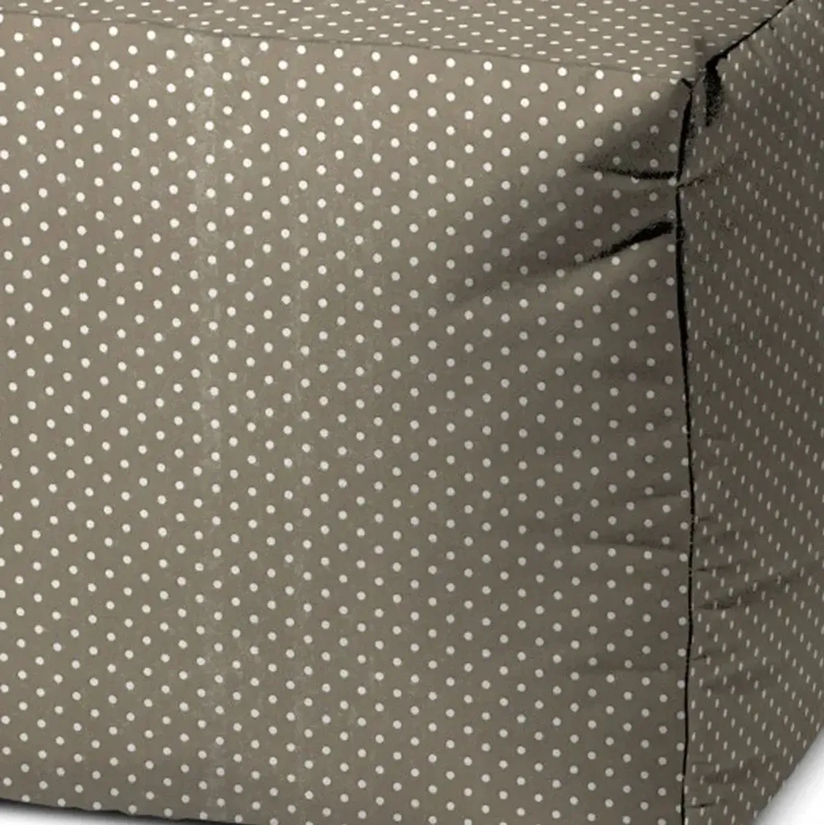 Polyester Cube Polka Dots Indoor / Outdoor Pouf Ottoman - Taupe