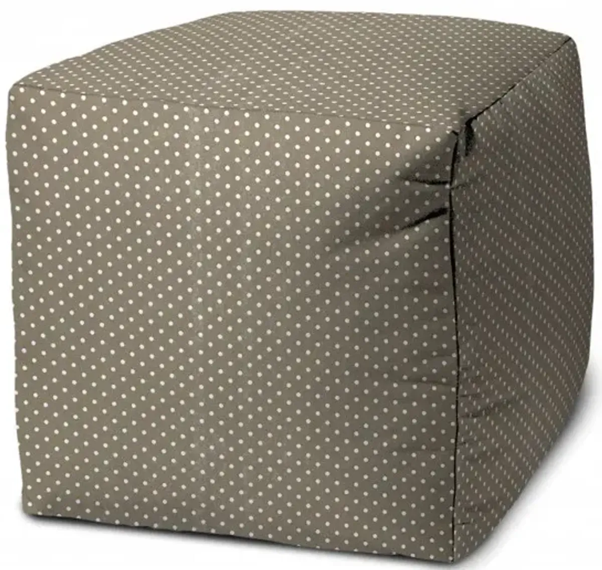 Polyester Cube Polka Dots Indoor / Outdoor Pouf Ottoman - Taupe