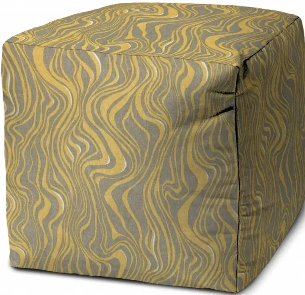 Polyester Cube Abstract Indoor / Outdoor Pouf Ottoman - Yellow