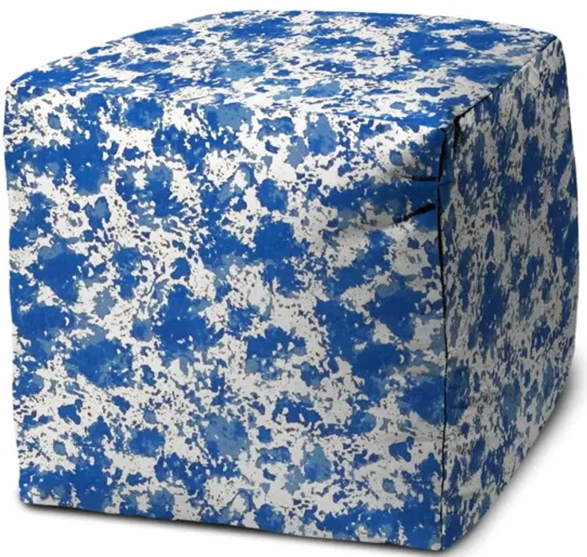 Polyester Cube Abstract Outdoor Pouf Ottoman - Blue / White