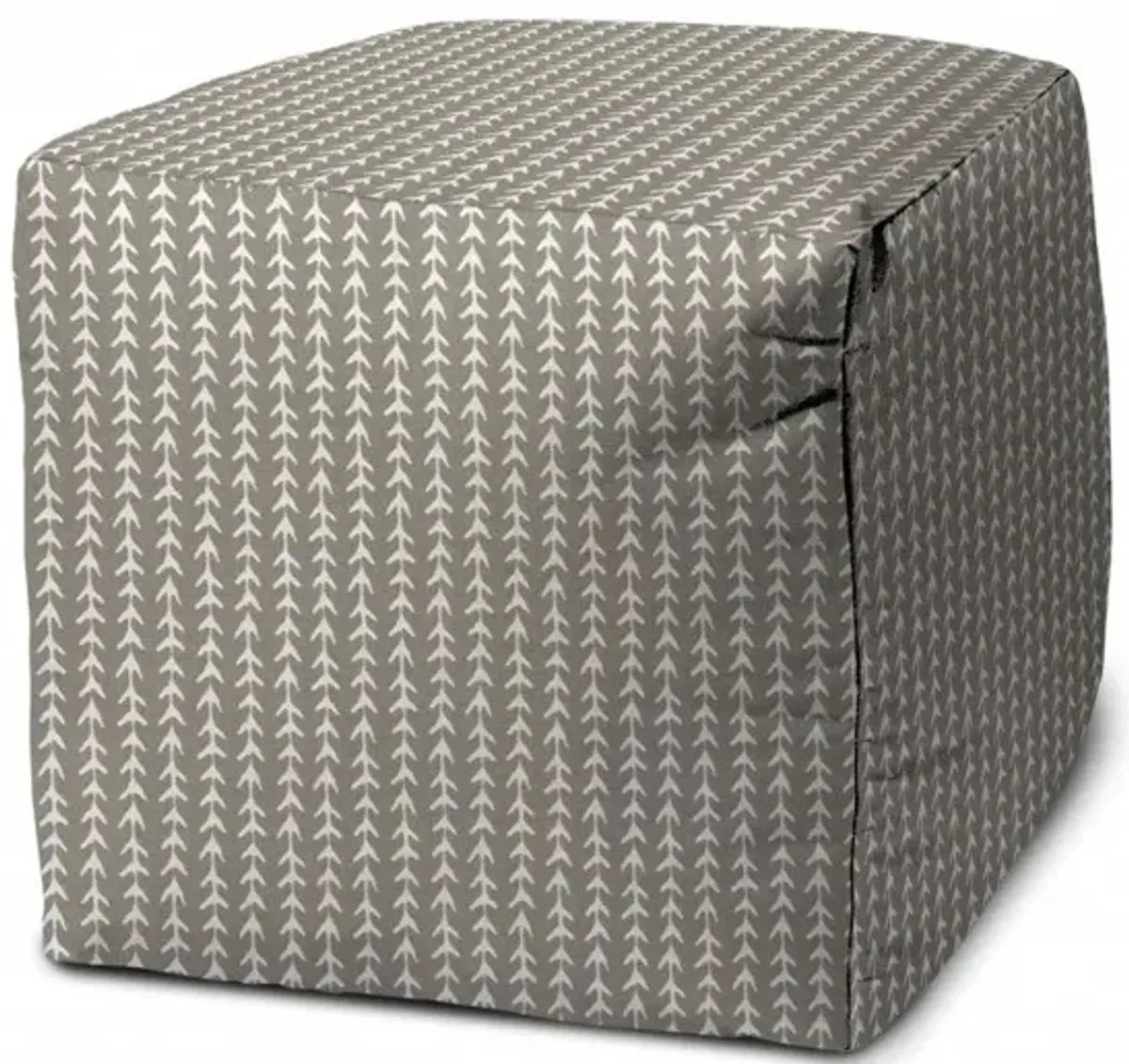 Polyester Cube Geometric Indoor / Outdoor Pouf Ottoman - Taupe