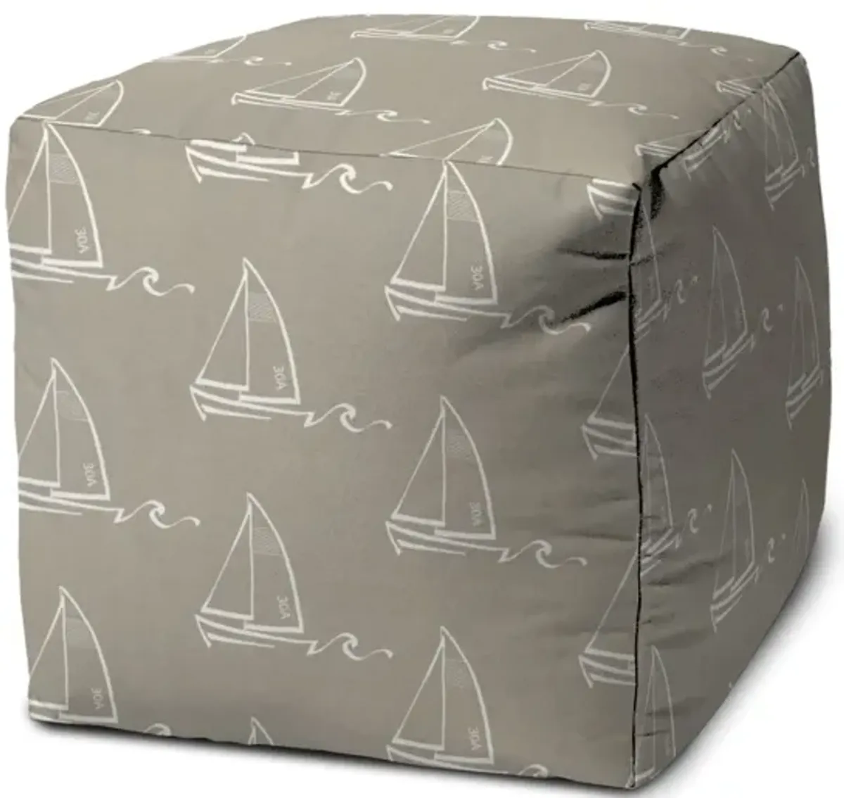 Cube Indoor / Outdoor Pouf Ottoman - Taupe