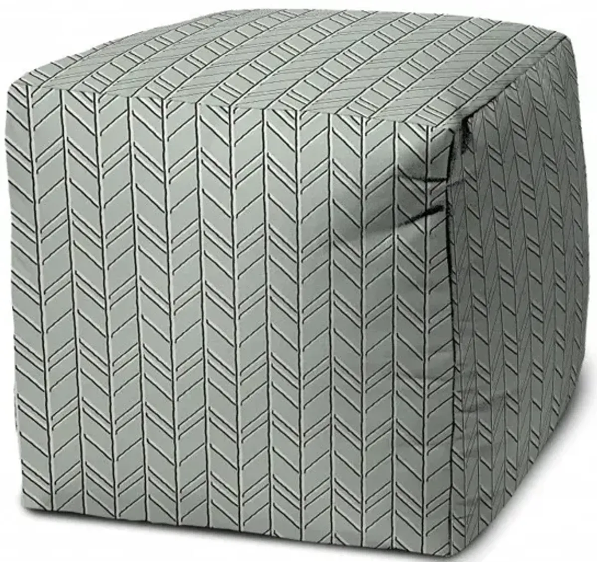 Polyester Cube Geometric Indoor Outdoor Pouf Ottoman - Green