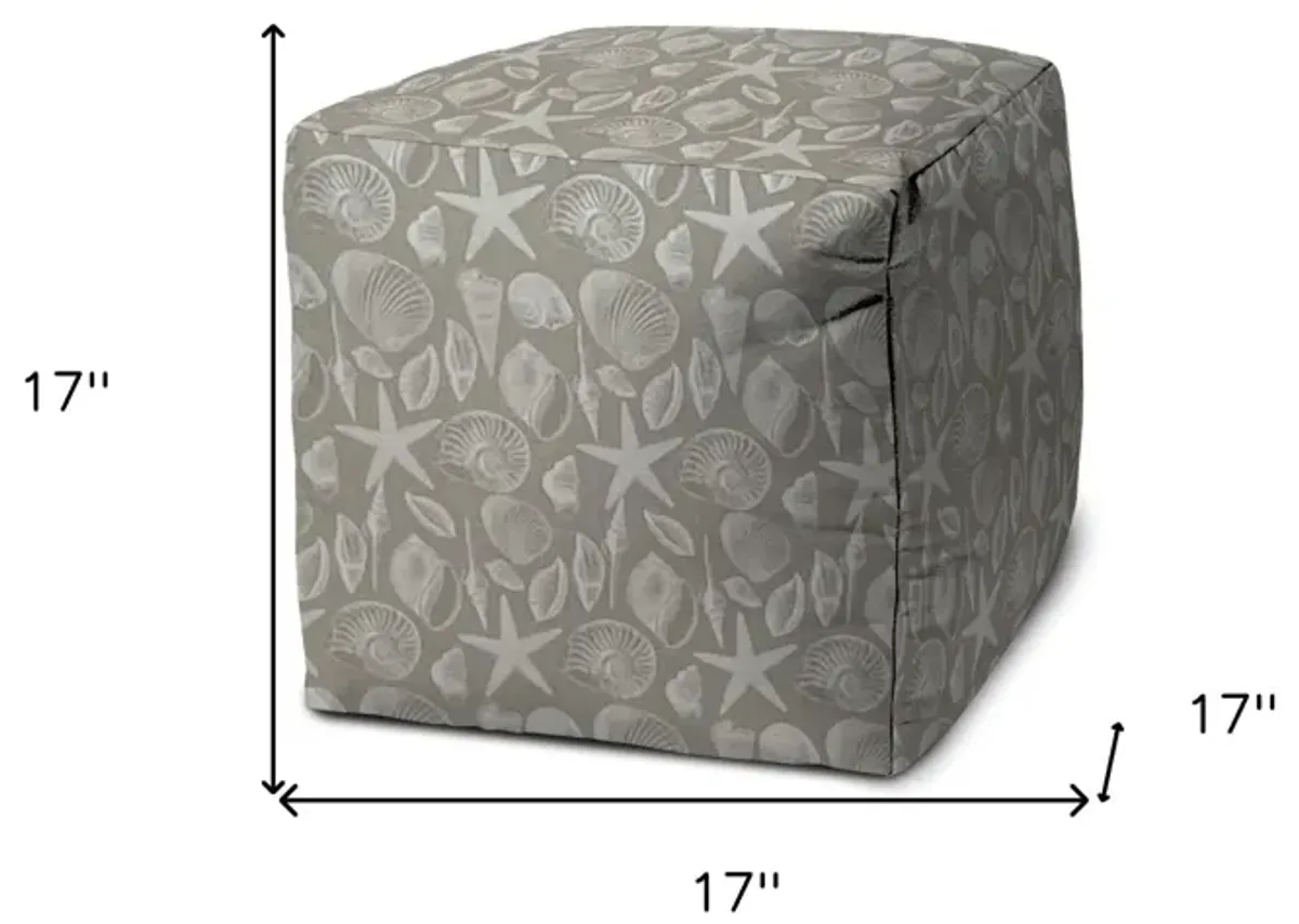 17" Cube Indoor Outdoor Pouf Ottoman - Gray