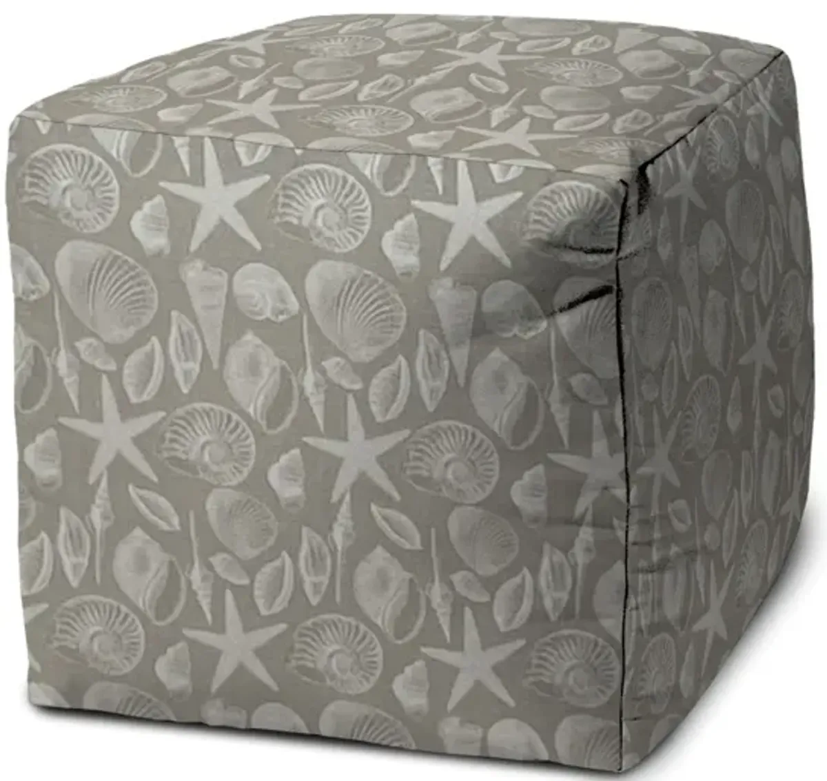 17" Cube Indoor Outdoor Pouf Ottoman - Gray