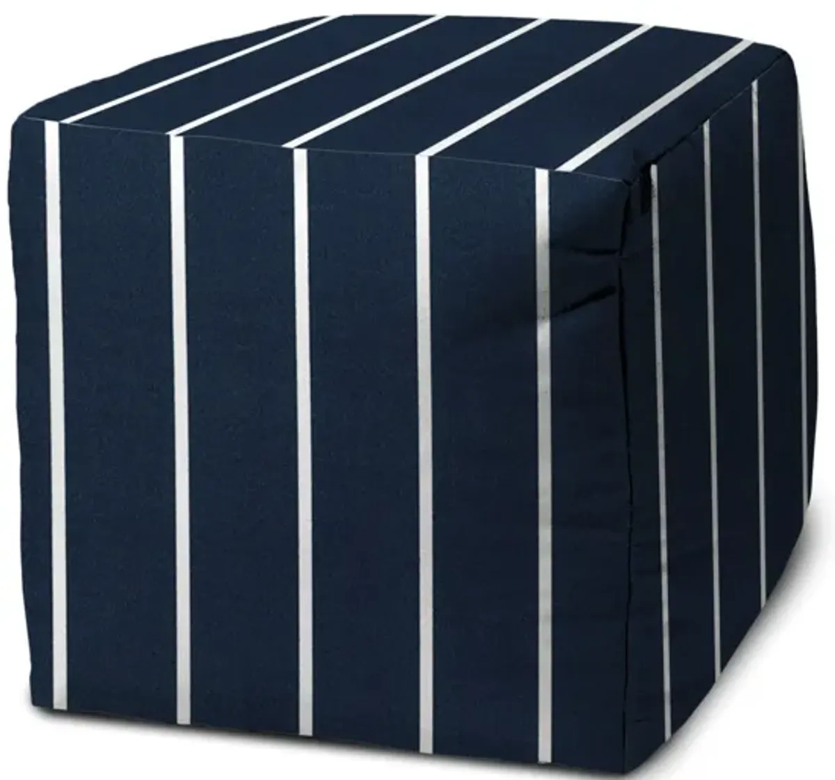 Cube Striped Indoor / Outdoor Pouf Ottoman - Blue