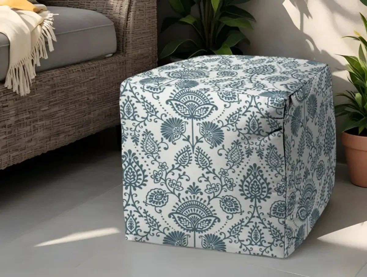 17" Cube Indoor / Outdoor Pouf Ottoman - Blue