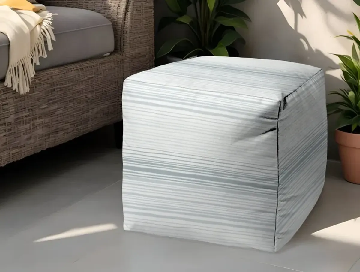 Polyester Cube, Striped Indoor Outdoor Pouf Ottoman - Blue