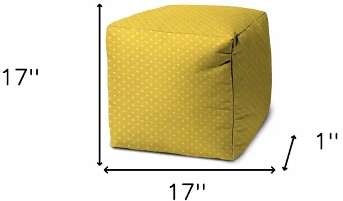 Cube Polka Dots Indoor Outdoor Pouf Cover - Yellow