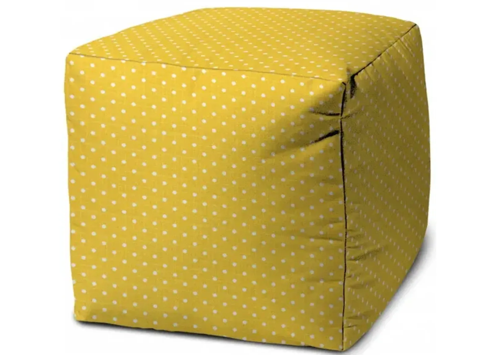 Cube Polka Dots Indoor Outdoor Pouf Cover - Yellow