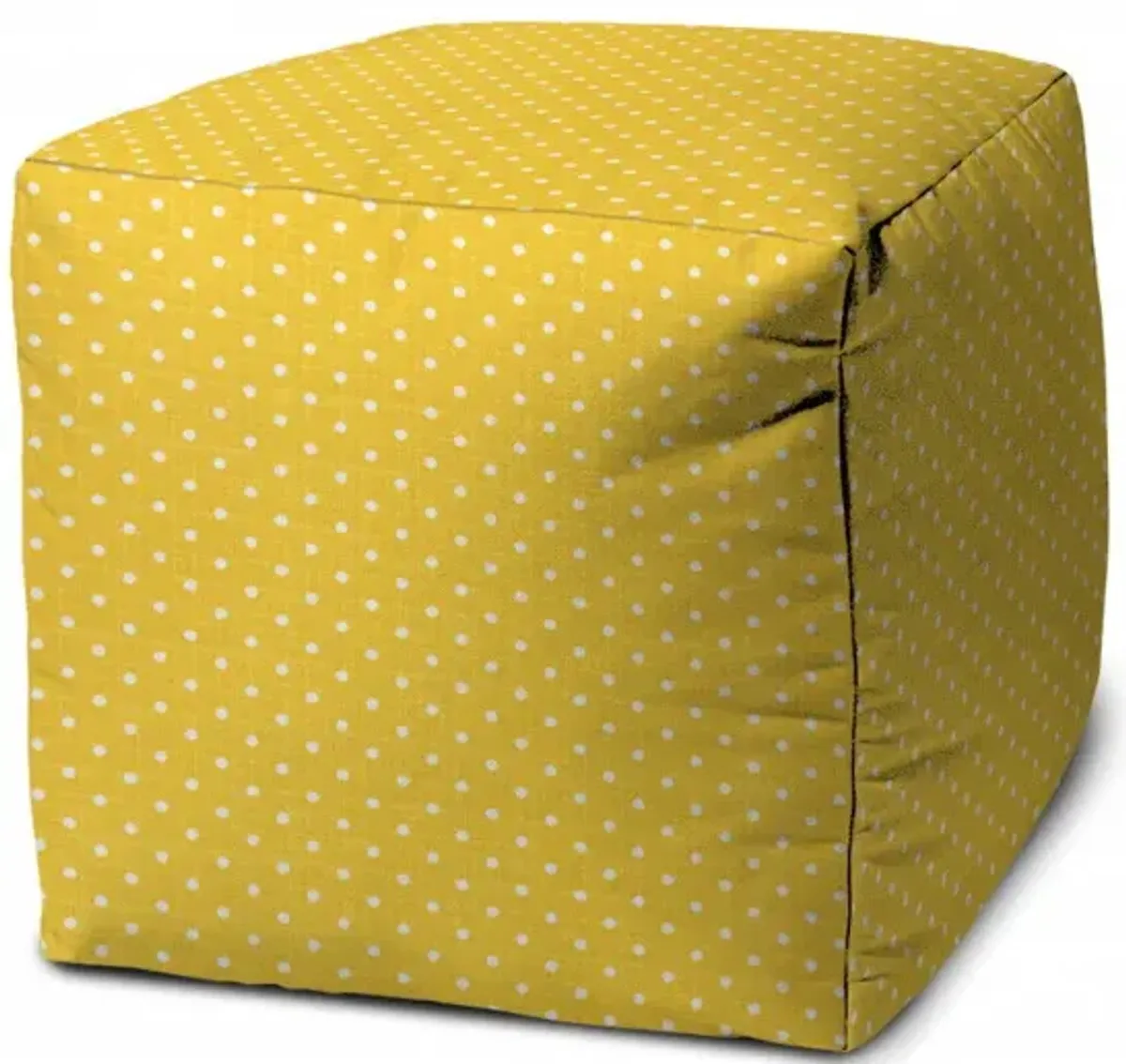 Cube Polka Dots Indoor Outdoor Pouf Cover - Yellow