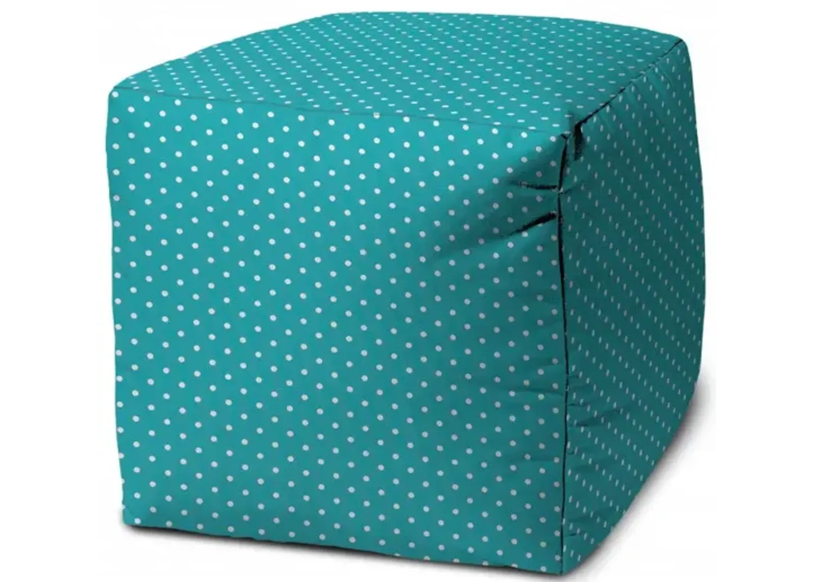 Cube Polka Dots Indoor Outdoor Pouf Cover - Turquoise