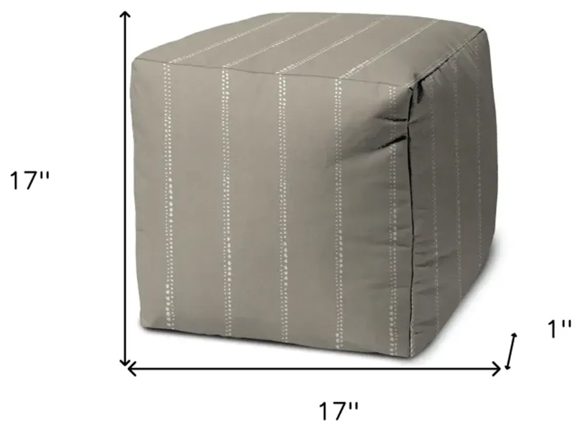 Cube Striped Indoor / Outdoor Pouf Cover - Taupe