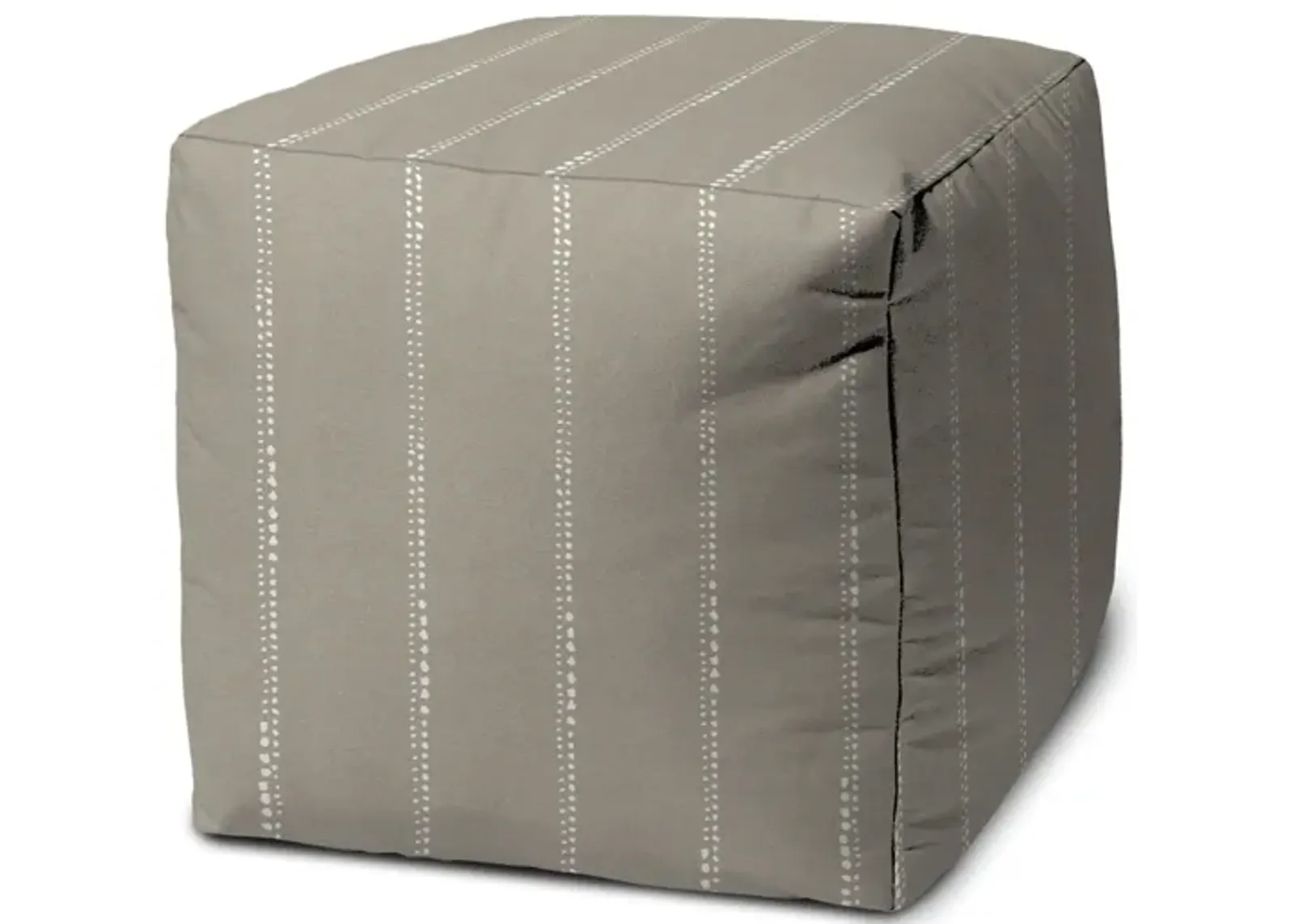 Cube Striped Indoor / Outdoor Pouf Cover - Taupe