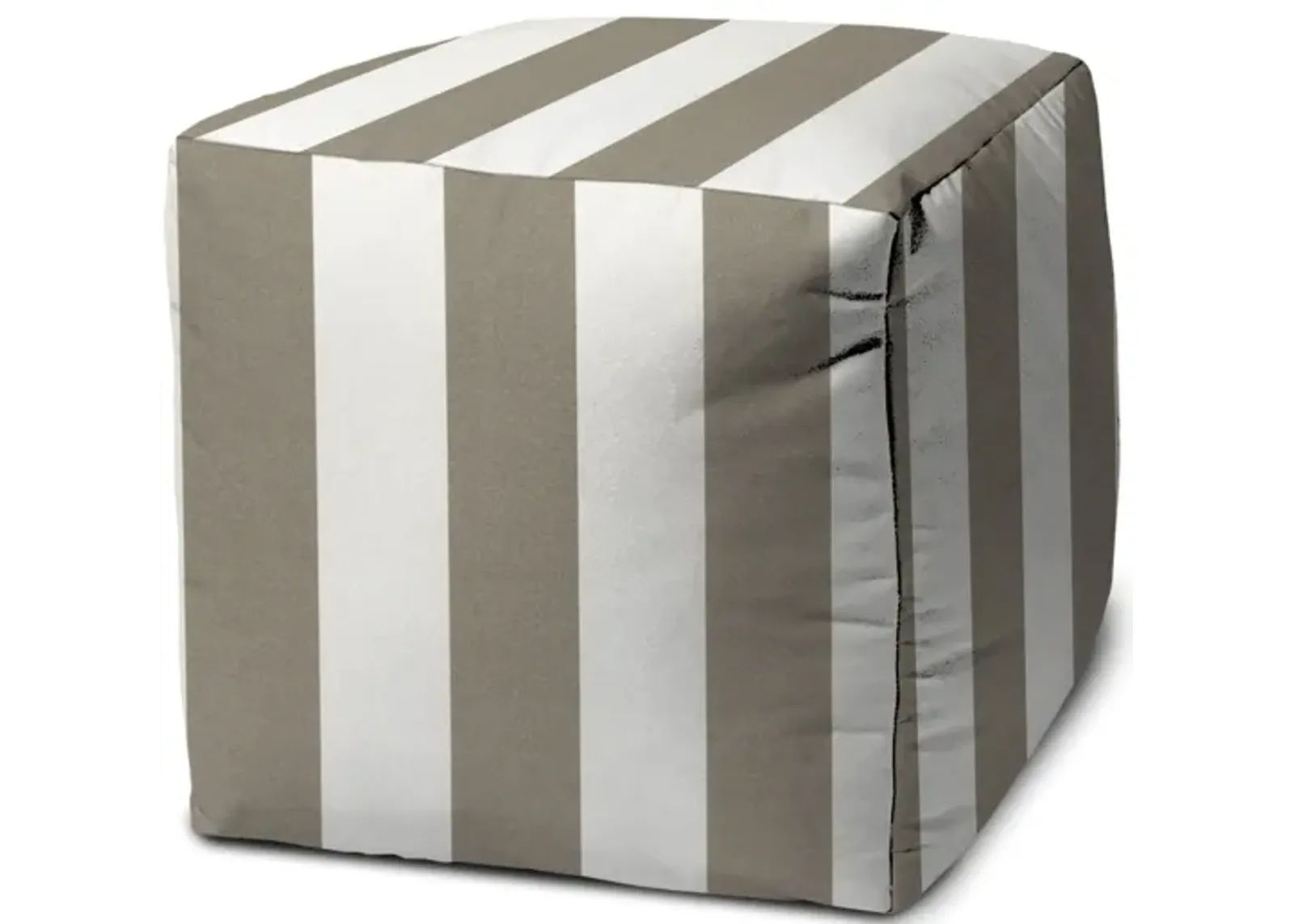 Cube Striped, Indoor Outdoor Pouf Cover - Taupe