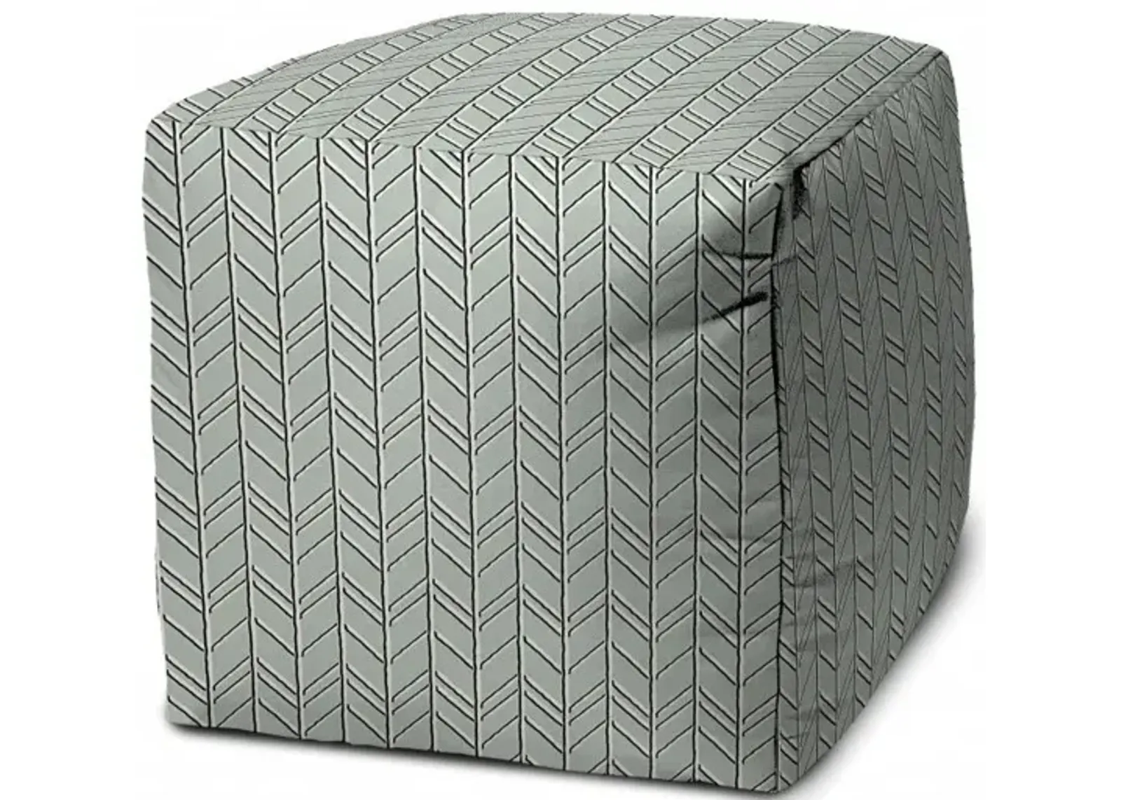 Cube Geometric Indoor Outdoor Pouf Cover - Green