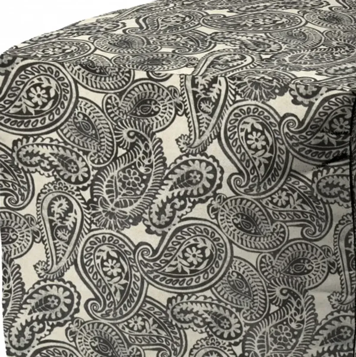 Cube Paisley Indoor Outdoor Pouf Cover - Gray