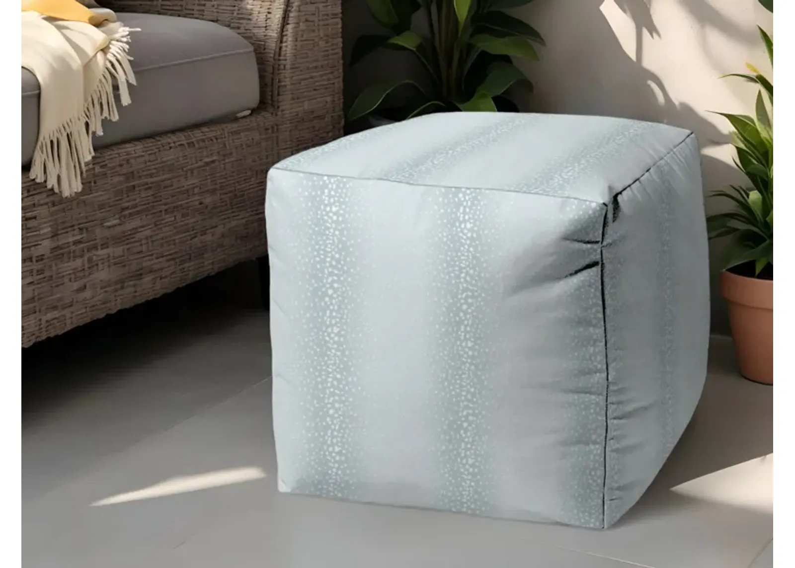 Polyester Cube Ombre Indoor / Outdoor Pouf Ottoman - Blue