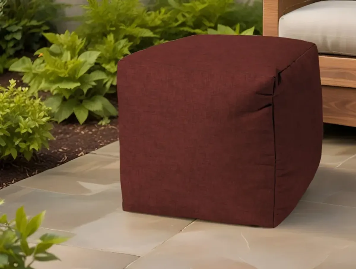 Polyester Cube, Indoor Outdoor Pouf Ottoman - Red
