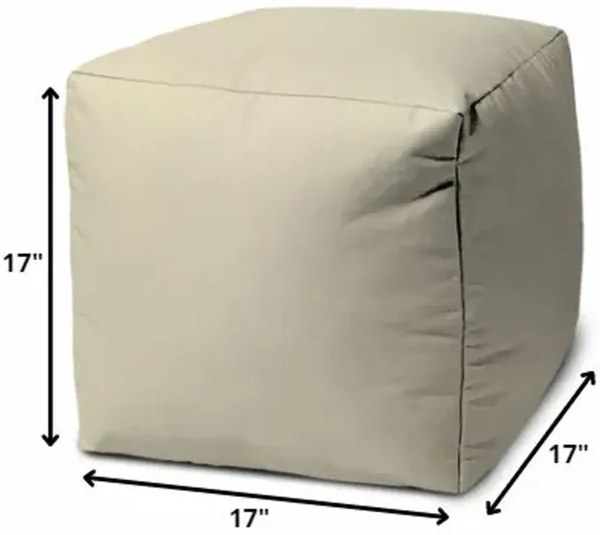 Canvas Cube Outdoor Pouf Cover - Ivory