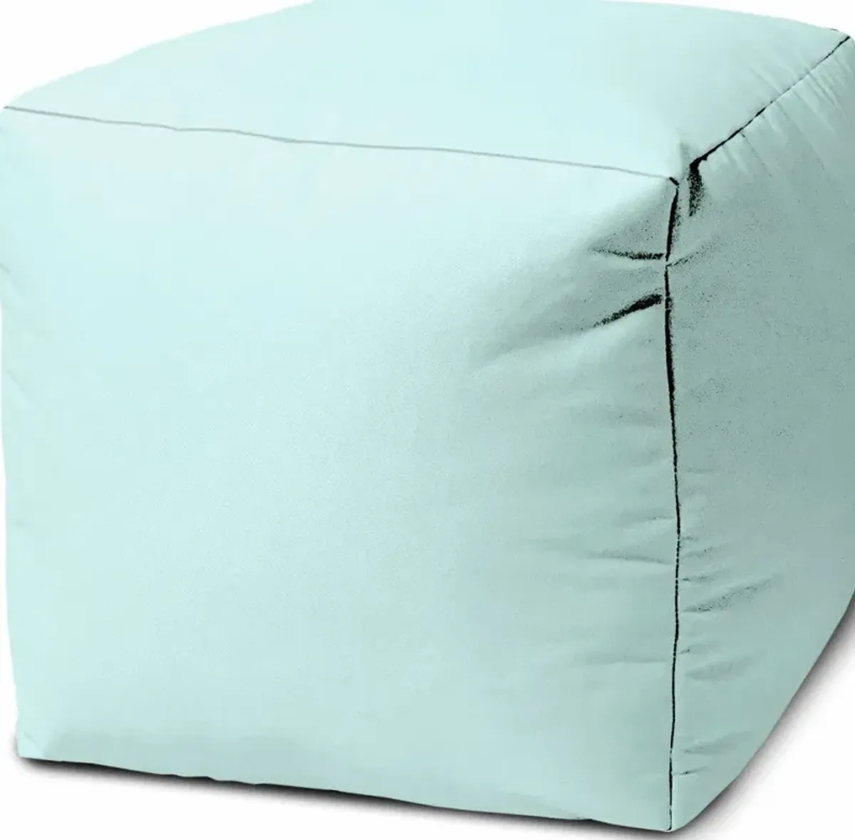 Cool Solid Color Indoor Outdoor Pouf Cover - Pale Aqua