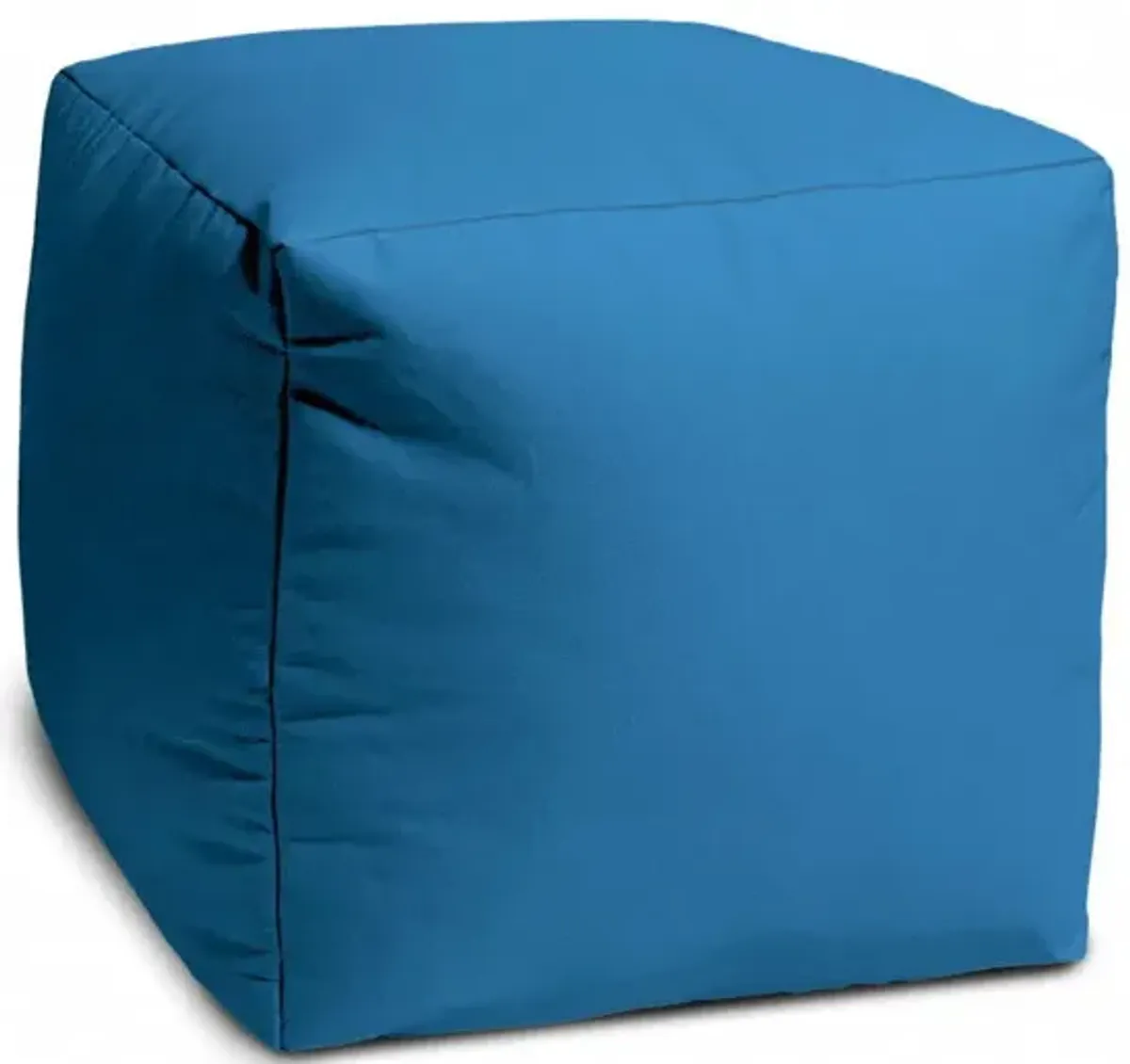 Cool Bright Solid Color Indoor Outdoor Pouf Cover - Teal Blue