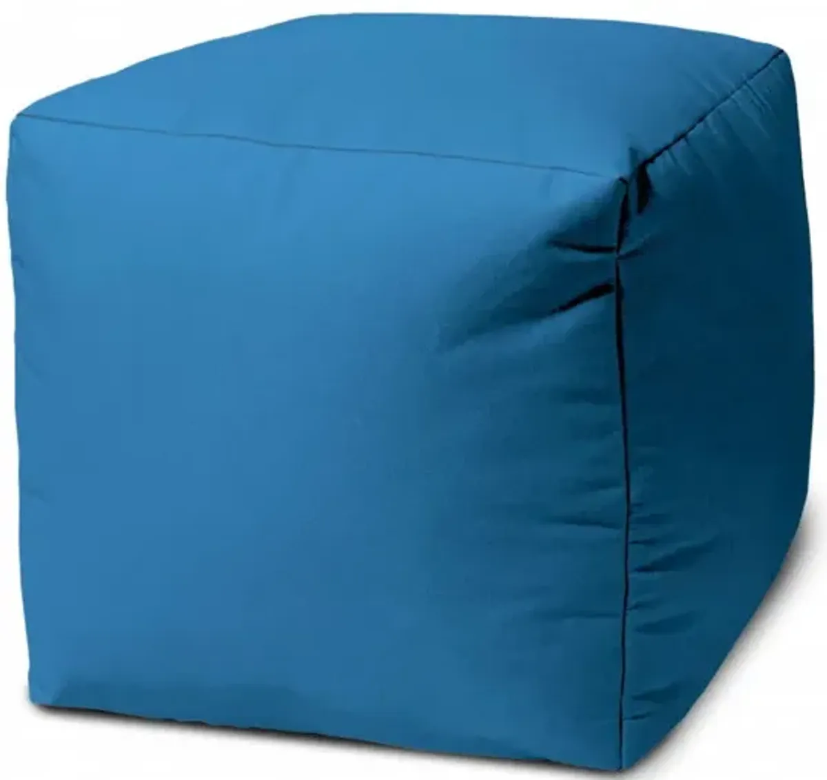 Cool Bright Solid Color Indoor Outdoor Pouf Cover - Teal Blue