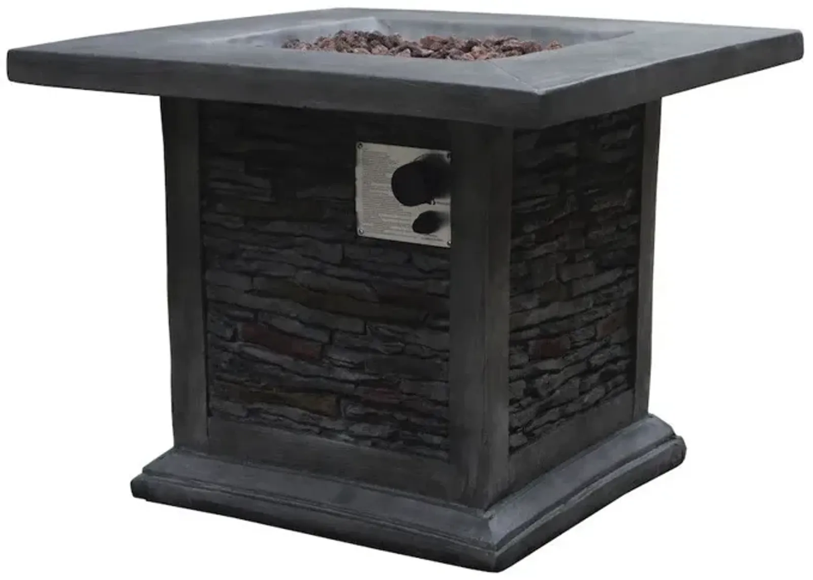 Outdoor Stone Fire Pit With Lava Rocks - Gray