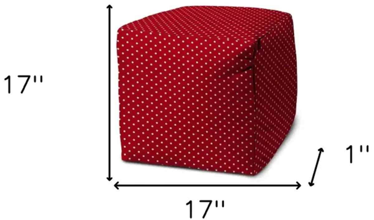 Cube Polka Dots Indoor / Outdoor Pouf Cover - Red