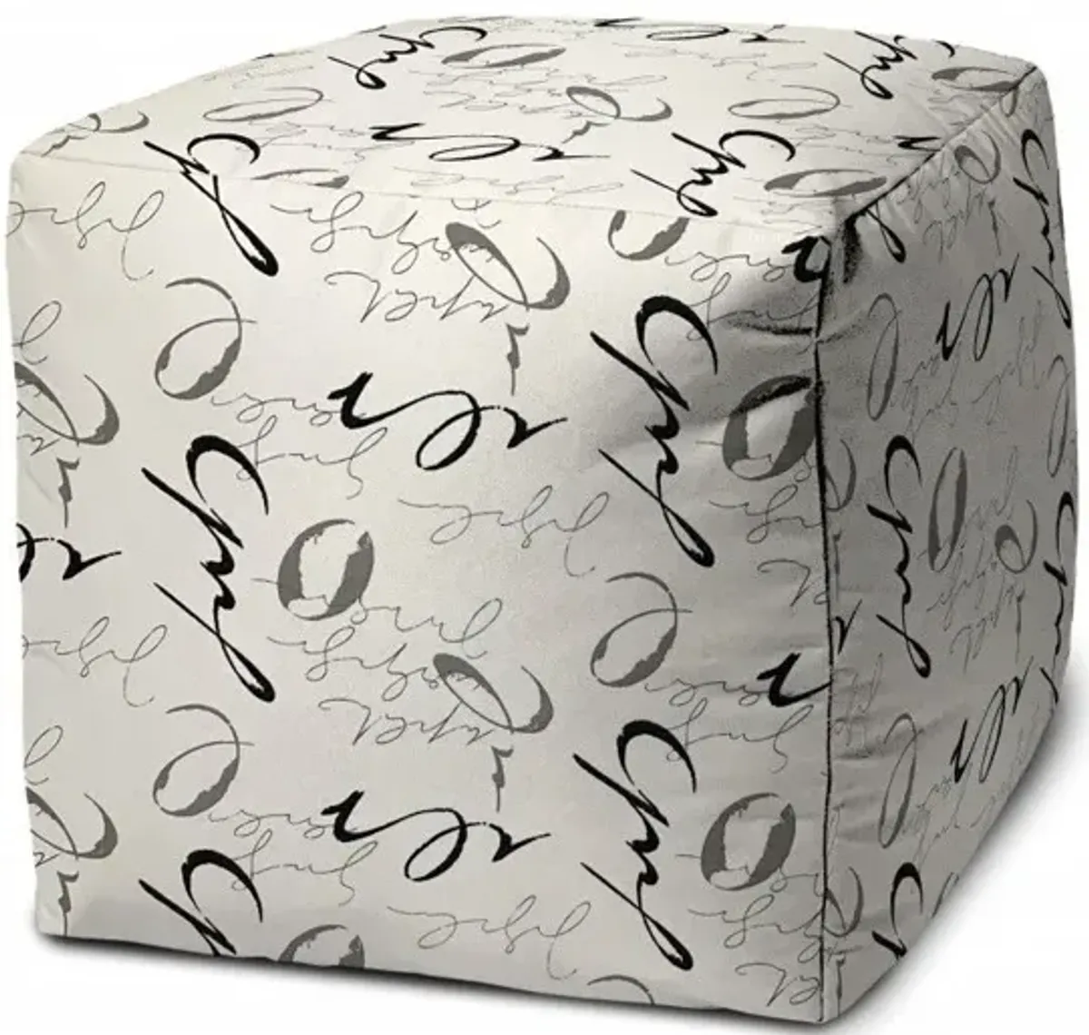 17" Polyester Cube, Indoor Outdoor Pouf Ottoman - Gray