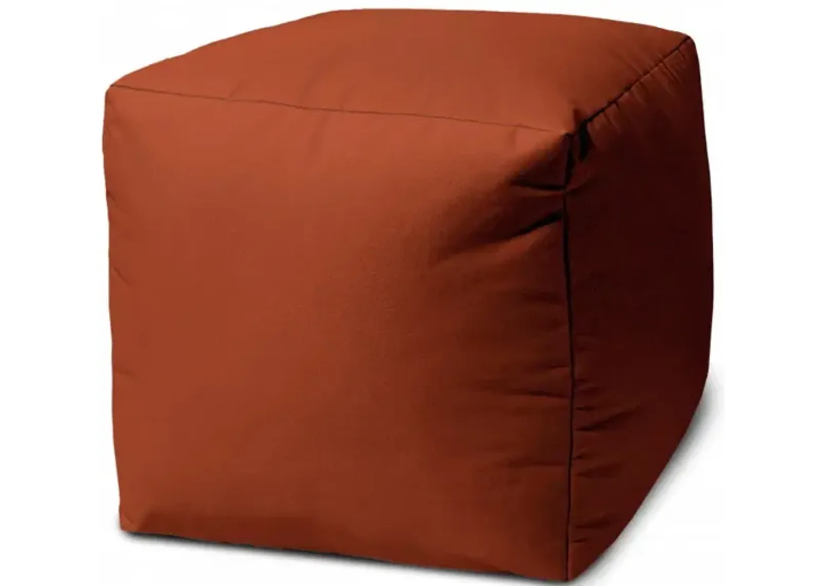 Cool Rust Solid Color Indoor Outdoor Pouf Cover - Dark Amber