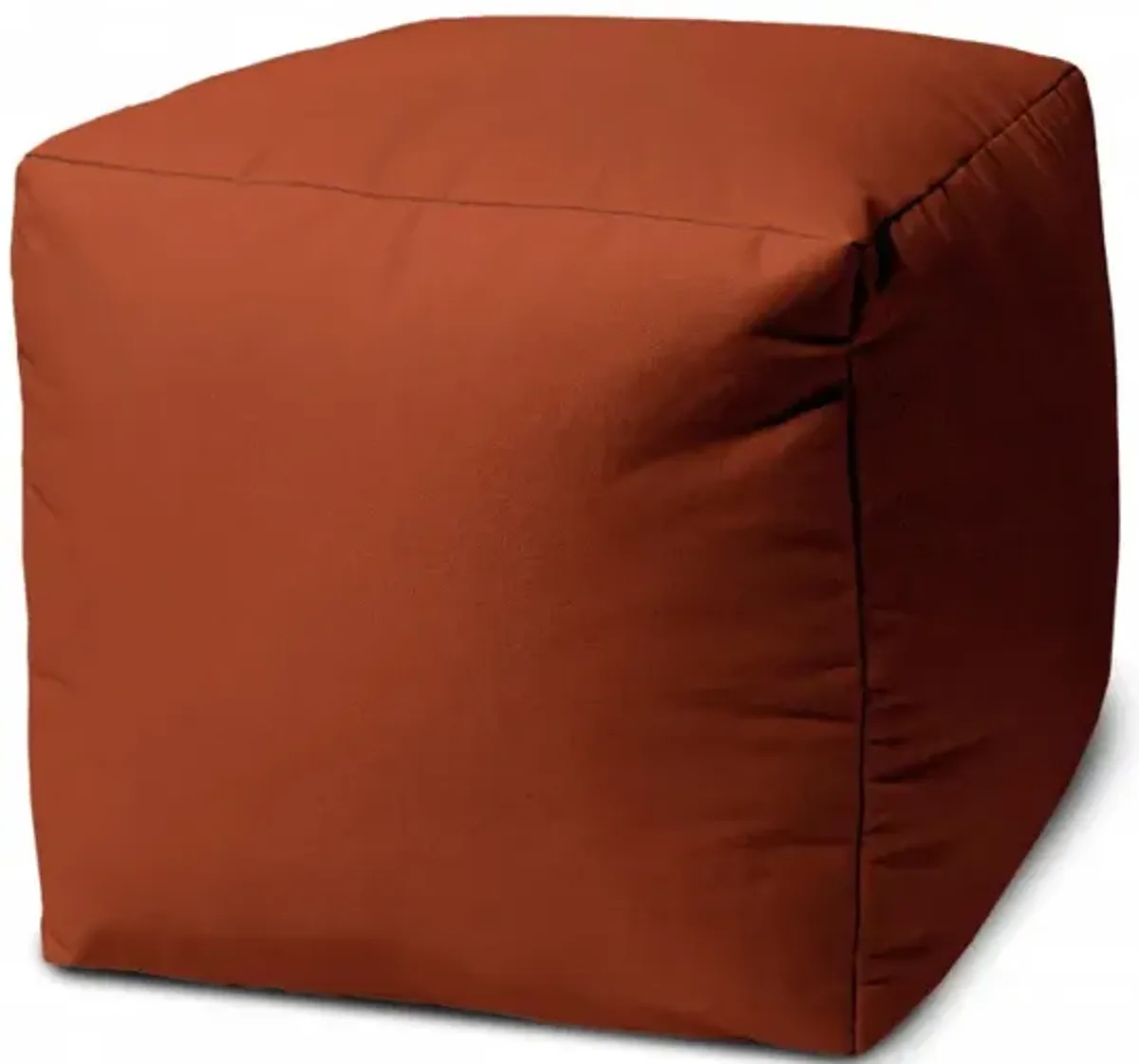 Cool Rust Solid Color Indoor Outdoor Pouf Cover - Dark Amber