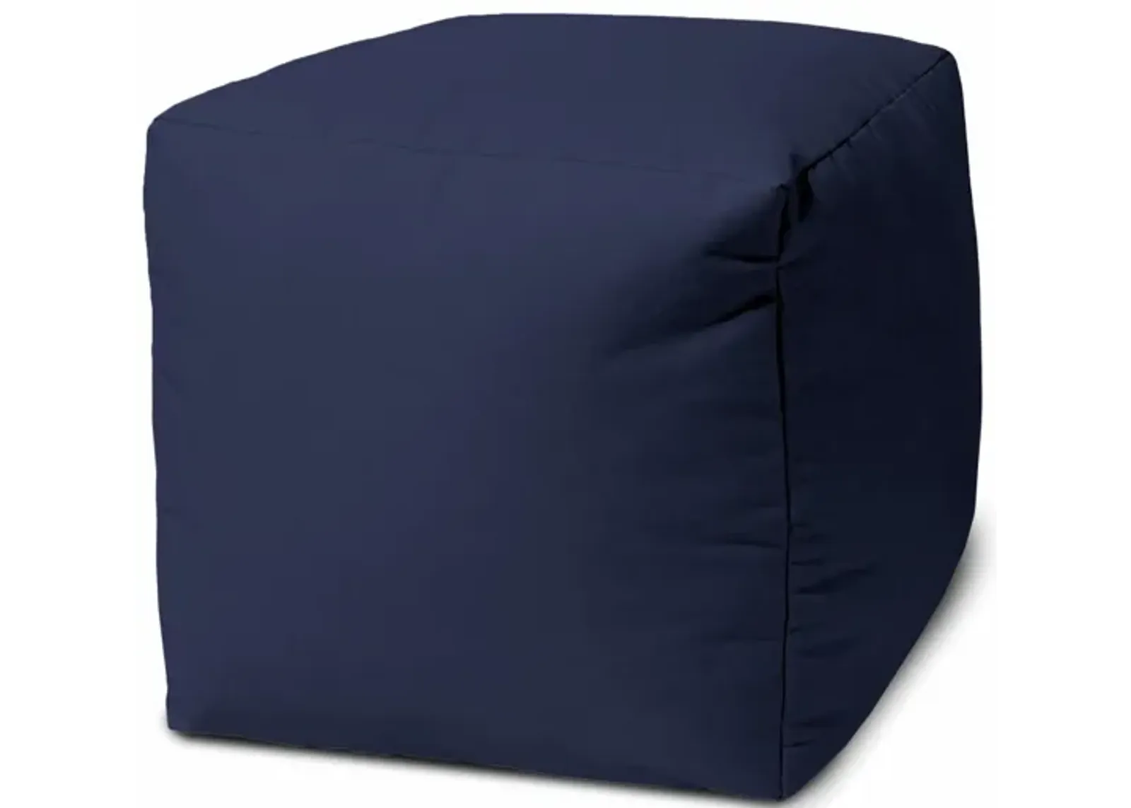 Cool Warm Solid Color Indoor Outdoor Pouf Cover - Indigo Blue