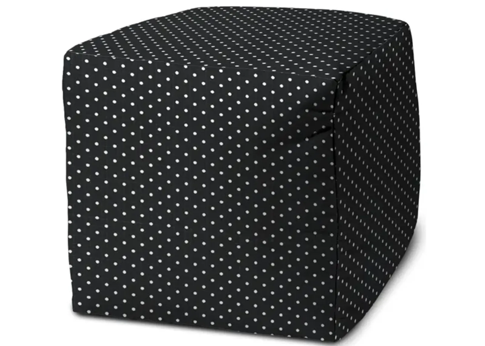 Cube Polka Dots Indoor Outdoor Pouf Cover - Black / White