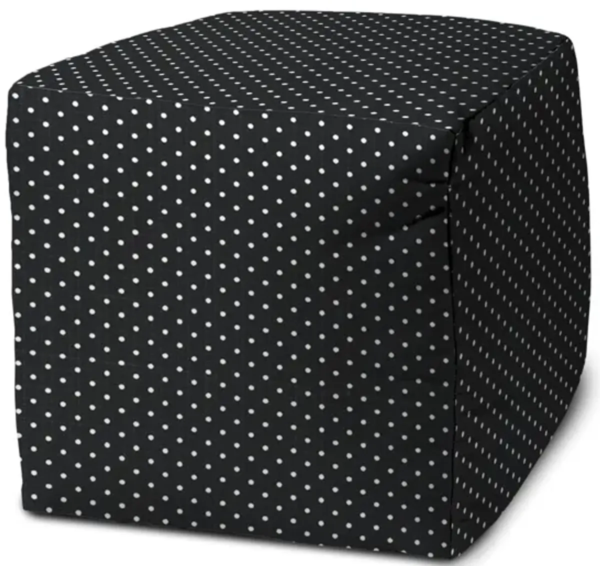 Cube Polka Dots Indoor Outdoor Pouf Cover - Black / White