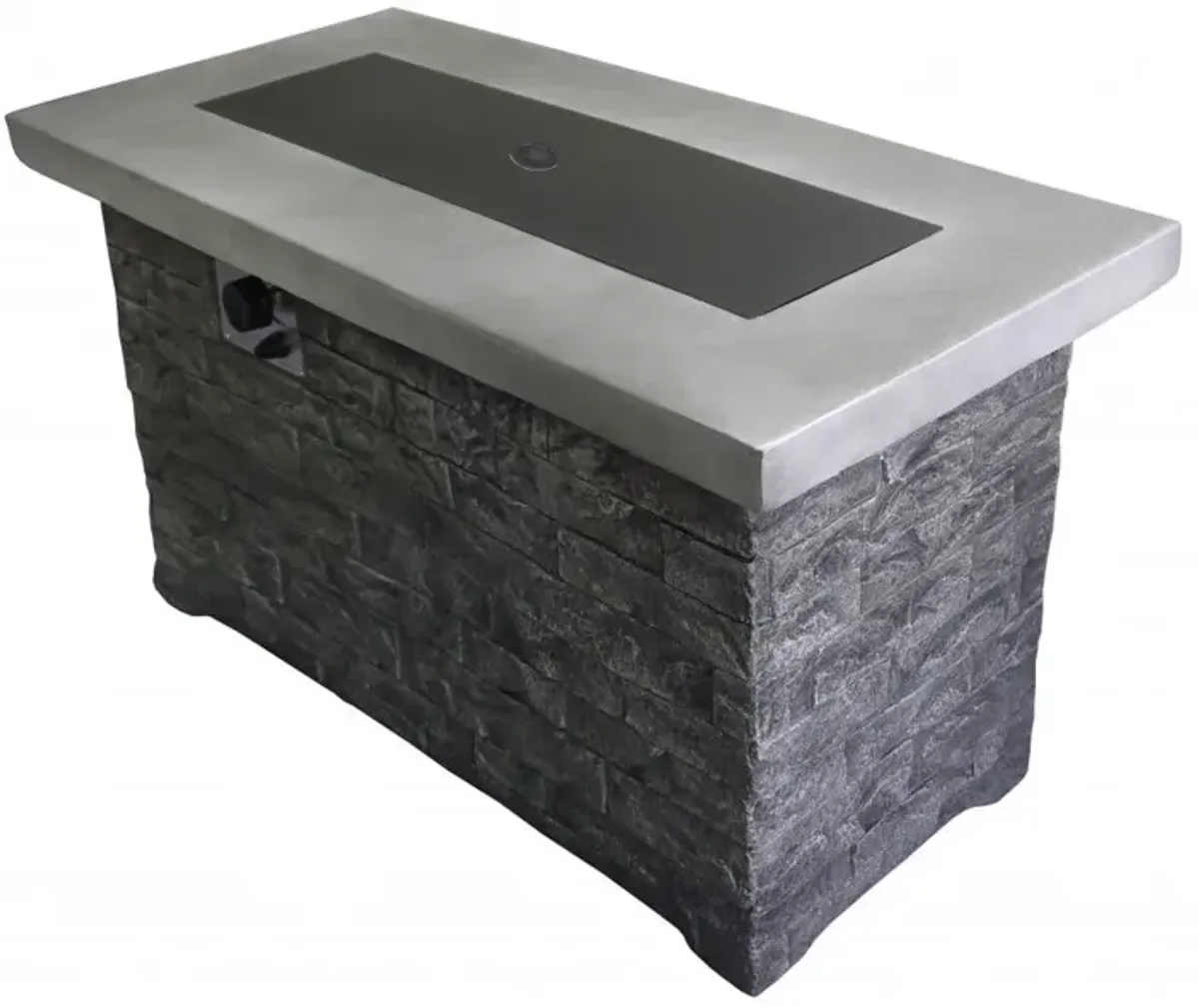 Rectangular Brick Gas Fire Pit With Lava Rocks - Gray