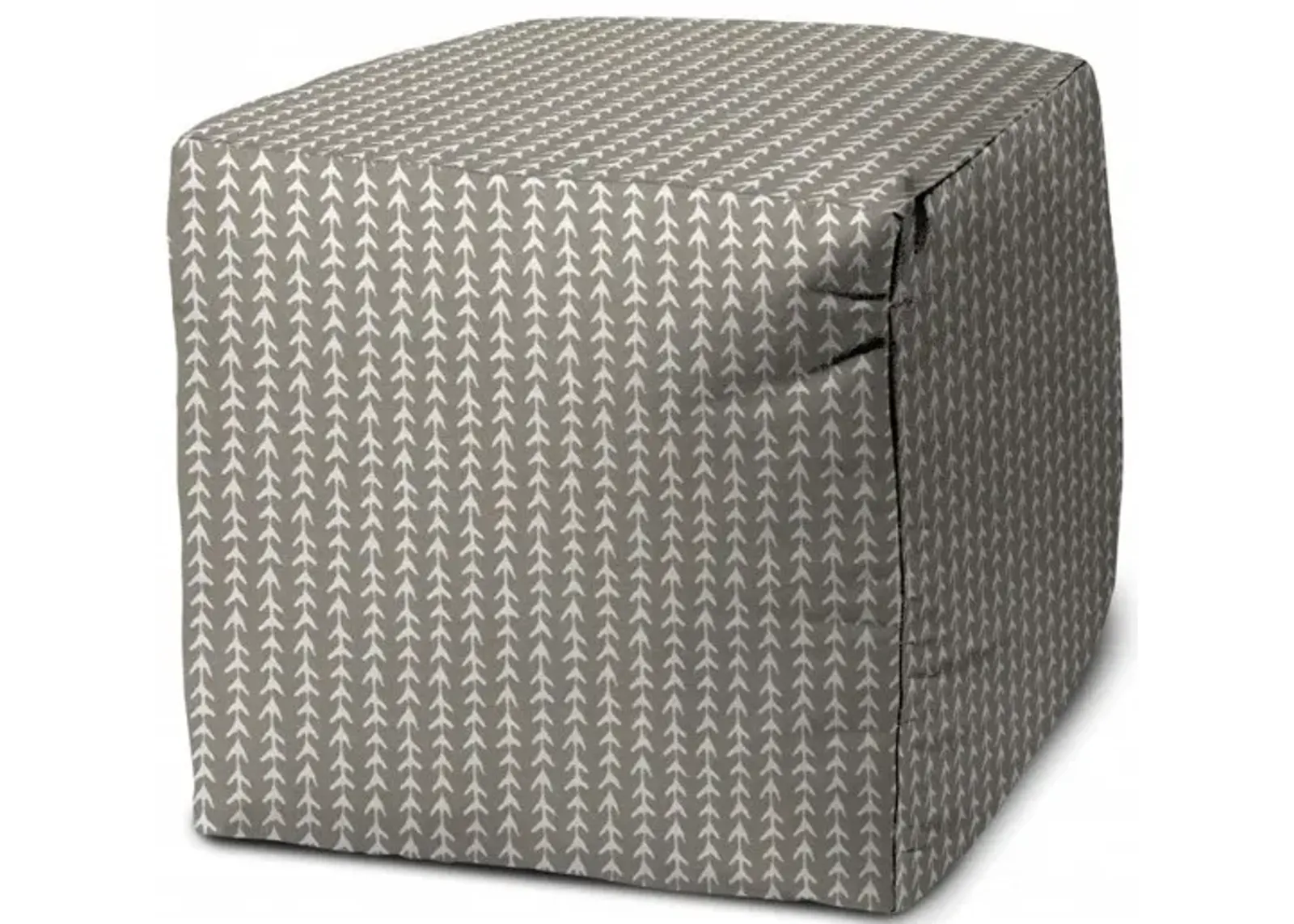 Cube Geometric, Indoor Outdoor Pouf Cover - Taupe