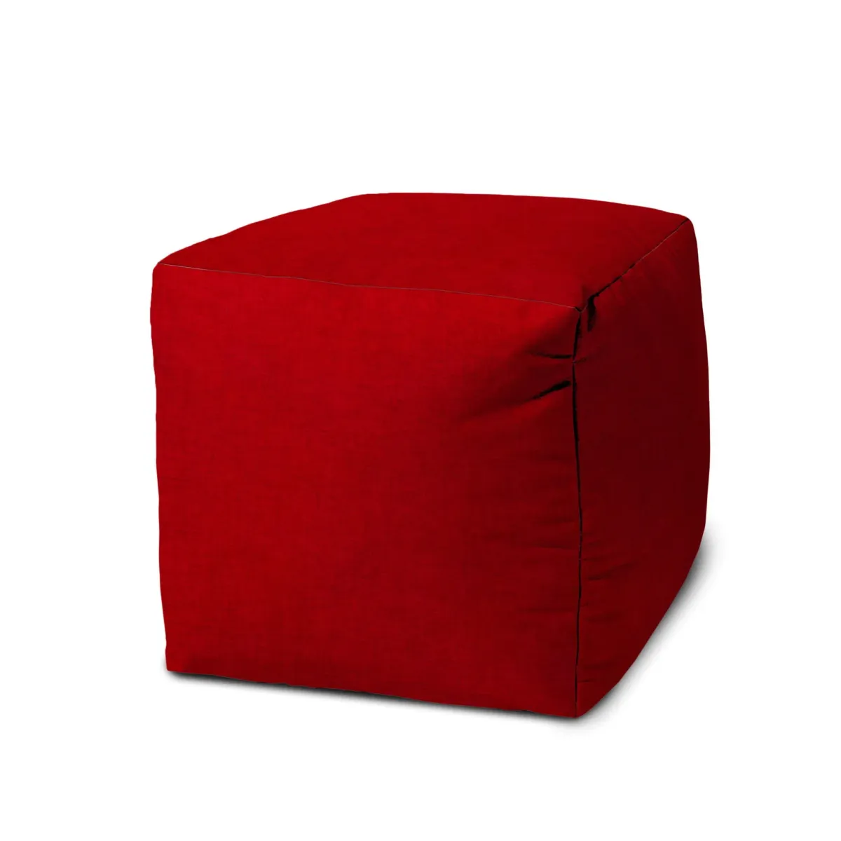 Polyester Cube Indoor / Outdoor Pouf Ottoman - Red